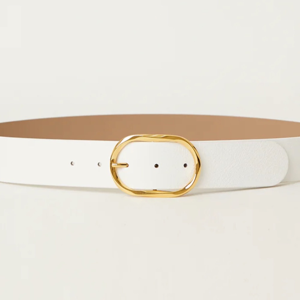 B-Low the Belt Kyra Belt in White with Gold Buckle NWOT